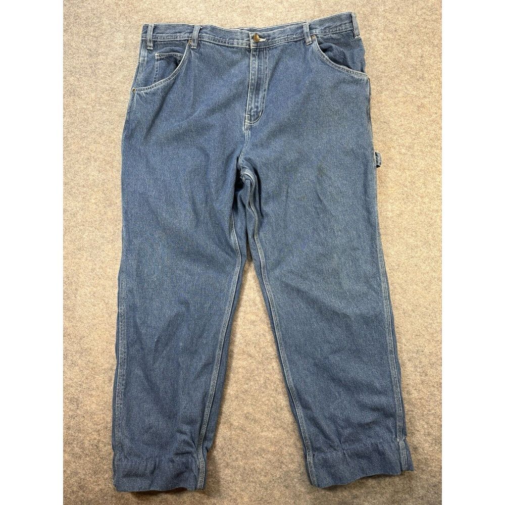 USA Works Jeans Men 42X32 Blue Denim 5-Pocket Carpenter Work Loop Casual Comfort